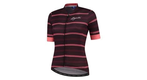 Maillot manches courtes velo rogelli stripe - femme - bordeaux/corail