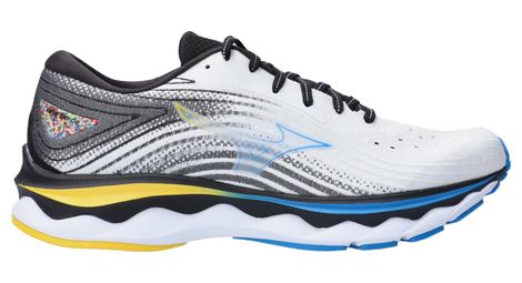 Chaussures de Running Mizuno Wave Sky 6 Blanc Jaune Bleu