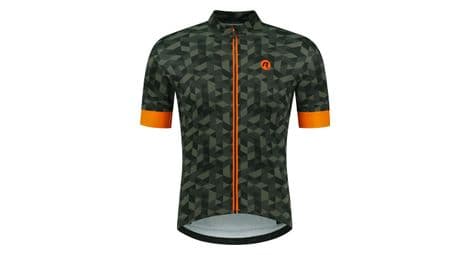 Maillot manches courtes velo rogelli rubik - homme - vert/orange