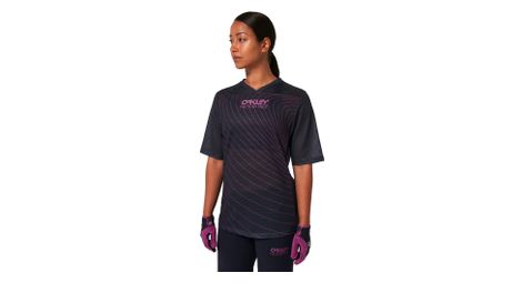 Oakley factory pilot maglia a manica corta da donna grigio/rosa xs