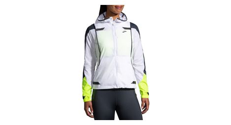 Chaqueta cortavientos convertible brooks run visible blanca para mujer xs