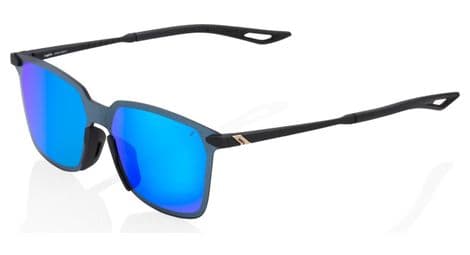 100% legere square soft tact black / blue mirror sunglasses