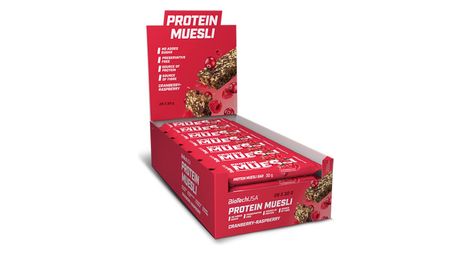 Boîte de barres protein muesli (28x30g) - biotech usa - canneberges framboises -  barres protéinées