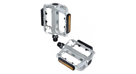 PEDALE VTT ALU OPTIMIZ MONOBLOC ARGENT D9/16 (PR) (CALE-PIEDS ADAPTABLE)