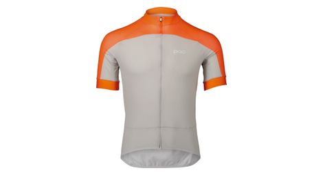 Poc maillot manches courtes essential road logo blanc orange homme xl