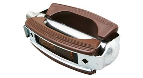 Pedale city marwi marron corps acier cage resine filetage 9-16  (emballage oem)  style vintage