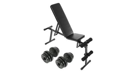 Banc de musculation set d'haltères courts 40 kg inclinable pliable réglable barre 43 cm 4 bagues de serrage banc d haltérophilie multifonction fitness gym kit d'haltères