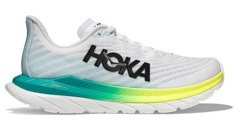 Chaussures de Running Hoka Femme Mach 5 Blanc Vert Jaune