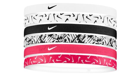 Mini diademas estampadas nike(x6) blanco/negro/rosa unisex