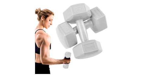 Halteres 2x 3 kg hexagon dumbbells entrainement de force pour la gymnastique et le fitness