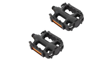 Paire de pédales plates massi cm614 plastique noir