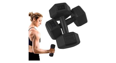 Halteres 2x 5 kg hexagon dumbbells entrainement de force pour la gymnastique et le fitness