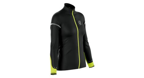 Compressport chaqueta cortaviento hurricane mujer negro/fluo