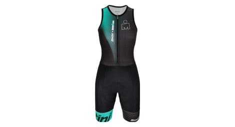 Traje de triatlónsin mangas para mujer santini x ironman ikaika verde/negro