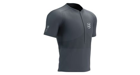 Compressport trail 1/2 zip kurzarmtrikot grau/weiß m