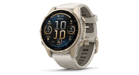 Garmin fēnix 8 amoled - 43 mm saffier titanium zacht goud gps horloge met siliconen band mist grijs/donkere zandsteen