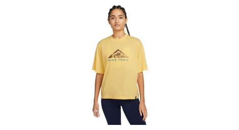 Camiseta de trail nike dri-fit mujer amarillo