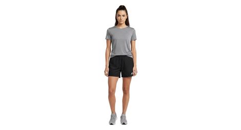 Short running fjork merino femme léger respirant avec sous-short intégré noir