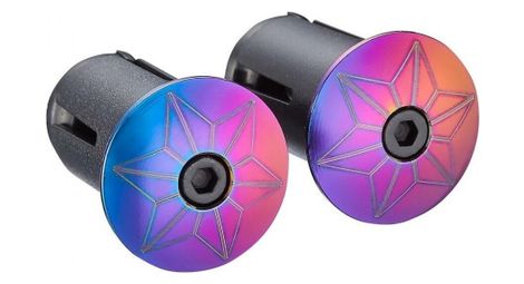 Embout de cintre vélo supacaz star plugz anodized - oil slick