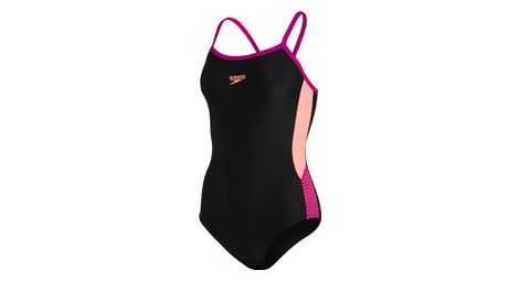 Speedo dive damen badeanzug dünne träger muscleback schwarz orange