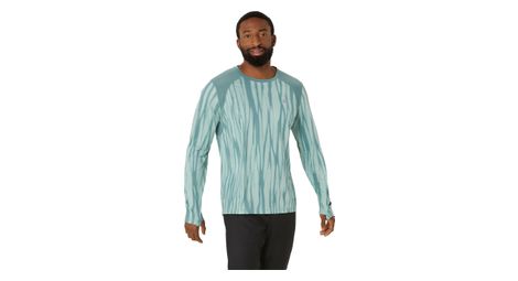 Asics road all over print maglia a maniche lunghe verde uomo