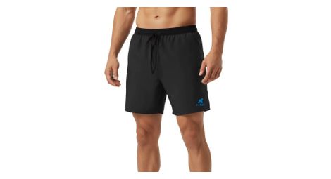 Short running fjork merino homme léger respirant avec sous-short intégré noir logo bleu