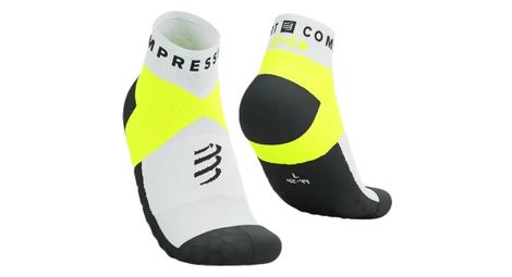 Compressport ultra trail socks v2.0 low weiß/schwarz/gelb 35-38