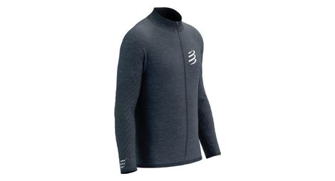 Veste a capuche compressport seamless zip sweatshirt bleu fonce