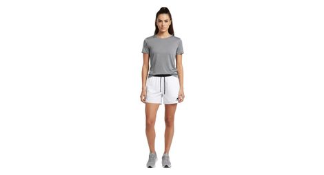 Short running fjork merino femme léger respirant avec sous-short intégré blanc