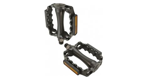 Pedale vtt alu optimiz monobloc noire 9/16 (pr) (cale-pieds adaptable)