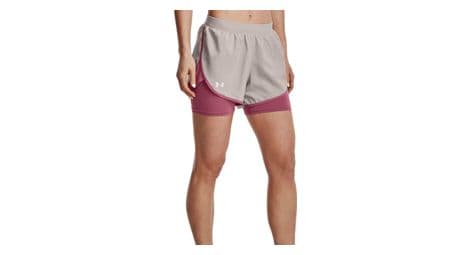 Short 2 en 1 under armour fly by elite gris femme