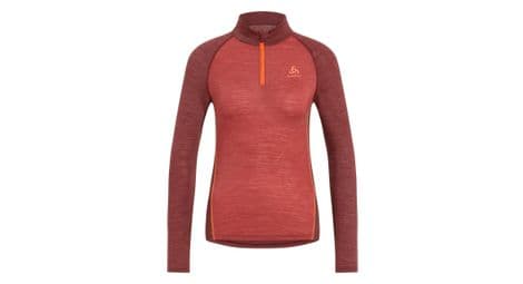 Base layer femme odlo 1 2 zip performance wool 150 rouge
