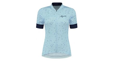 Maillot manches courtes velo rogelli terrazzo - femme - bleu clair/marine