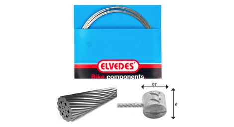 Cable de frein elvedes 2250mm 1x19 fils stainless o1 5mm tete en t o7x6mm