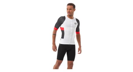 Camiseta de manga corta Compressport Stream para hombre, en blanco, negro y rojo