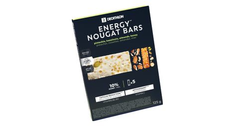 Barres énergétiques nougat decathlon nutrition pistache/noisettes/miel 5x25g