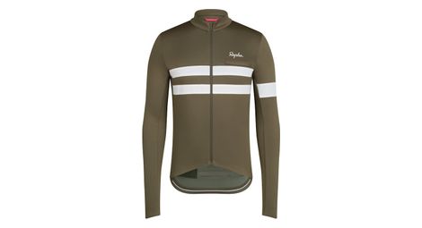 Langarm trikot rapha brevet jersey khaki/weiß herren