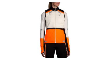 Ärmellose thermojacke brooks run visible 2.0 weiß/orange damen