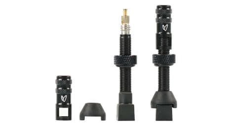 Par de válvulas tubeless effetto mariposa caffélatex 40 mm presta con tapones de extracción de carcasa negra