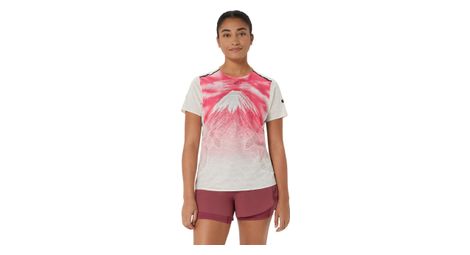 T-Shirt Trail Asics Fujitrail Elite Graphic Blanc/Rouge Femme
