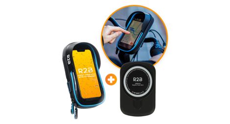 Support Téléphone pour Velo - Etanche Pour vélo - Rotation à 360 Degrés Noir/Blue + Banque d'énergie 10 000 mAh