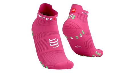 Paire de chaussettes compressport pro racing v4 0 run low rose