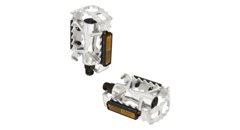 Pedale vtt alu optimiz argent d9/16  (pr) (cales-pied adaptable)