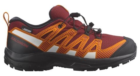 Zapatillas de trail para niños salomon xa pro v8 cswp rojo/negro impermeables