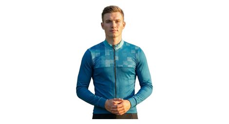 Maillot de cyclisme hiver manches longues ordino pétrole