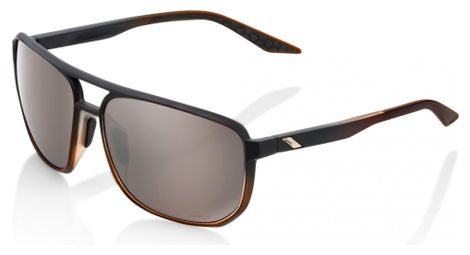 100 konnor lunettes de soleil mat translucide marron fade hiper argent miroir lentille
