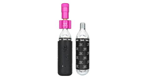 Peaty's holeshot road/gravel pink co2 inflator + 2 co2 cartridges (16g)