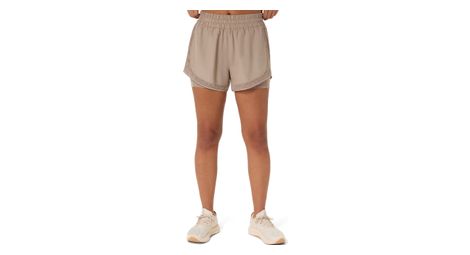 Short 2-en-1 Asics Nagino Run Beige Femme