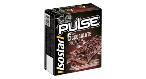 Envase de 6 barritas energéticas isostar pulse chocolate guaraná 6x23g