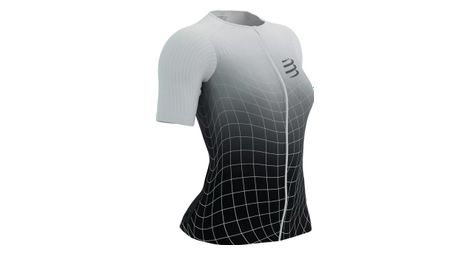 Camiseta de manga corta compressport tri postural aero sspara mujer negro / blanco